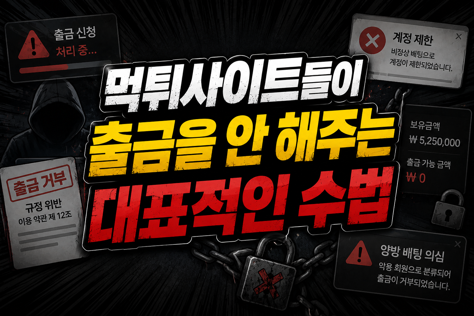 먹튀사이트들이 출금을 안 해주는 대표적인 수법